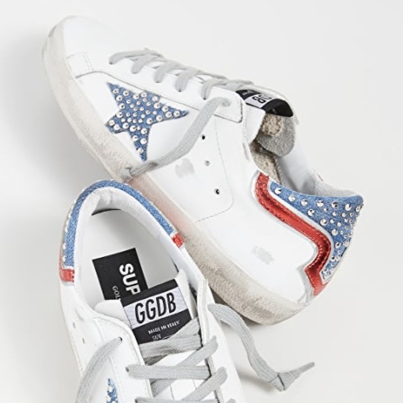 GGDB Golden Goose Superstars 38 Sneakers Red White Blue - Picture 5 of 12